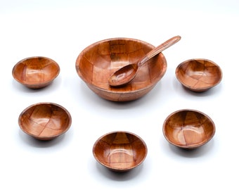 Vintage Small Serving Bowl Set | Vintage Woven Wood Bowls