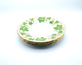 Vintage Green Ivy Leaf Dessert/Side Plates