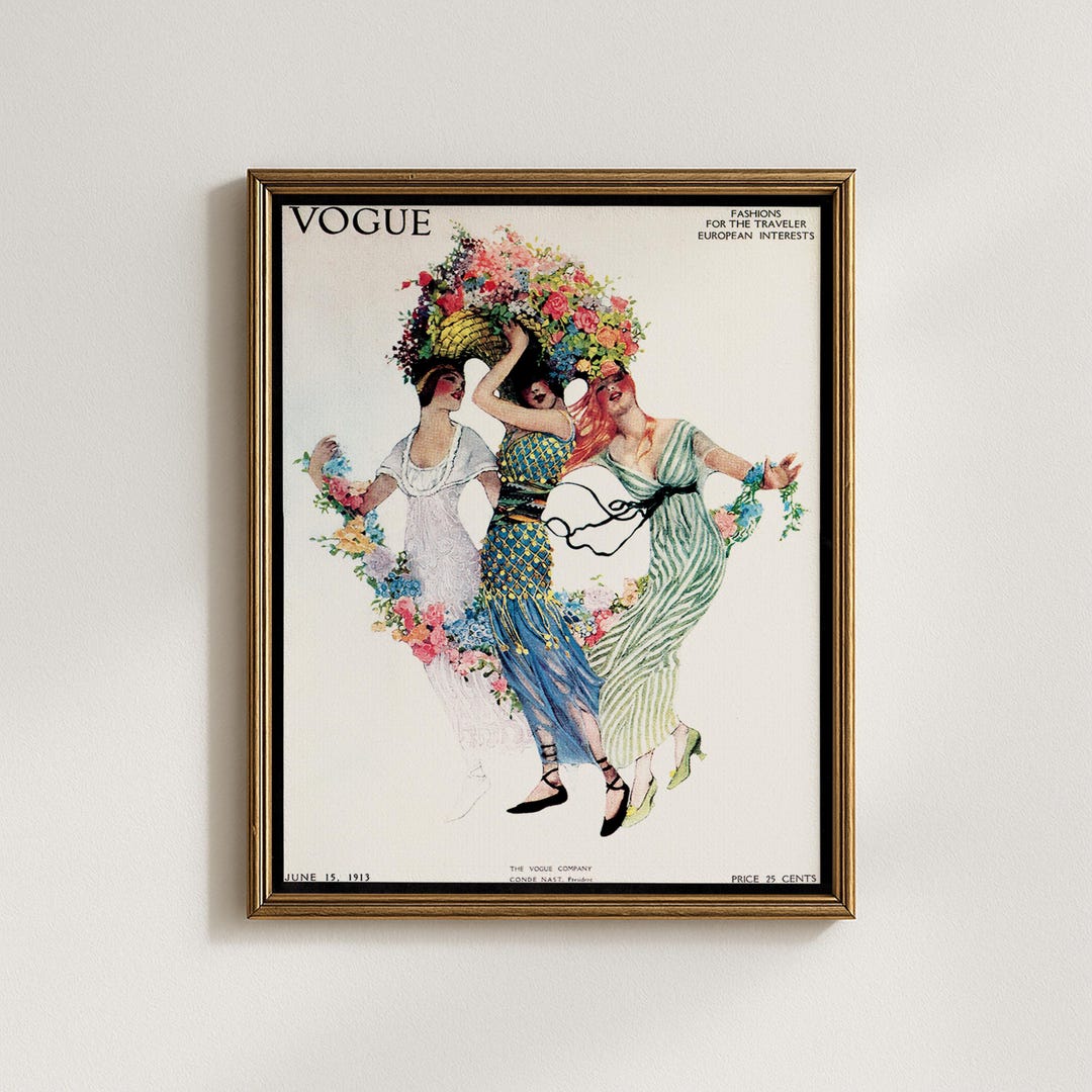 Vogue Art Nouveau Poster Print, Vintage Fashion Ad, Magazine Cover
