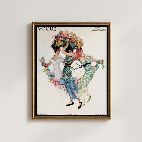 Vogue Art Nouveau Poster Print, Vintage Fashion Ad, Magazine Cover