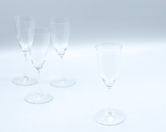 Vintage Crystal Glass Stemmed Cordials, Set of Four | 5"L | 3 fluid ounces