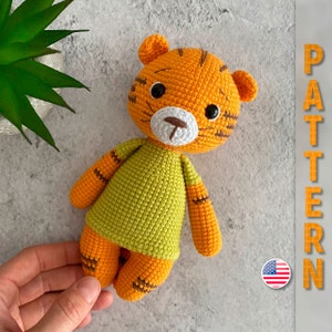 Crochet PATTERN tiger, Amigurumi animals pattern, Crochet tiger amigurumi pattern, Easy crochet pattern in English