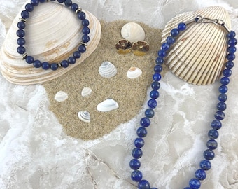 Collar vintage de lapislázuli azul con cuentas, regalo para el noveno aniversario o para pedir disculpas.