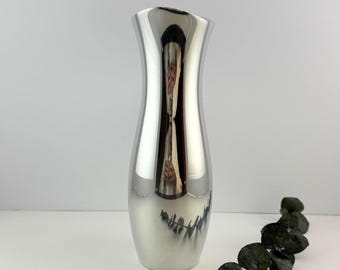 Jarrón minimalista plateado Nambe 6058 Decoración contemporánea modernista posmoderna Elegantes jarrones de los años 90