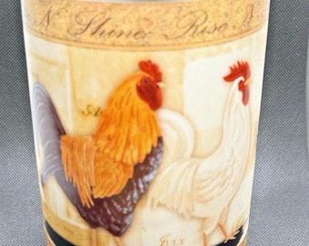 Cypress Home Rise N Shine Rooster Utensil Holder Heavy Durable Stoneware Y2K Vintage 90s Tuscan Farmhouse Multicolor 7 Inch