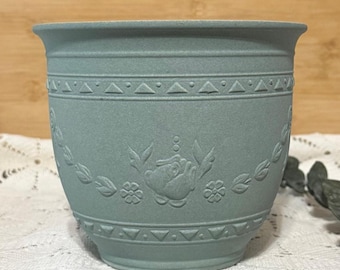 Maceta de cerámica vintage de Alemania Occidental de los años 70 con diseño de salvia. Regalo para el 9.º aniversario. ¡Que te sientas mejor! Decoración zen.