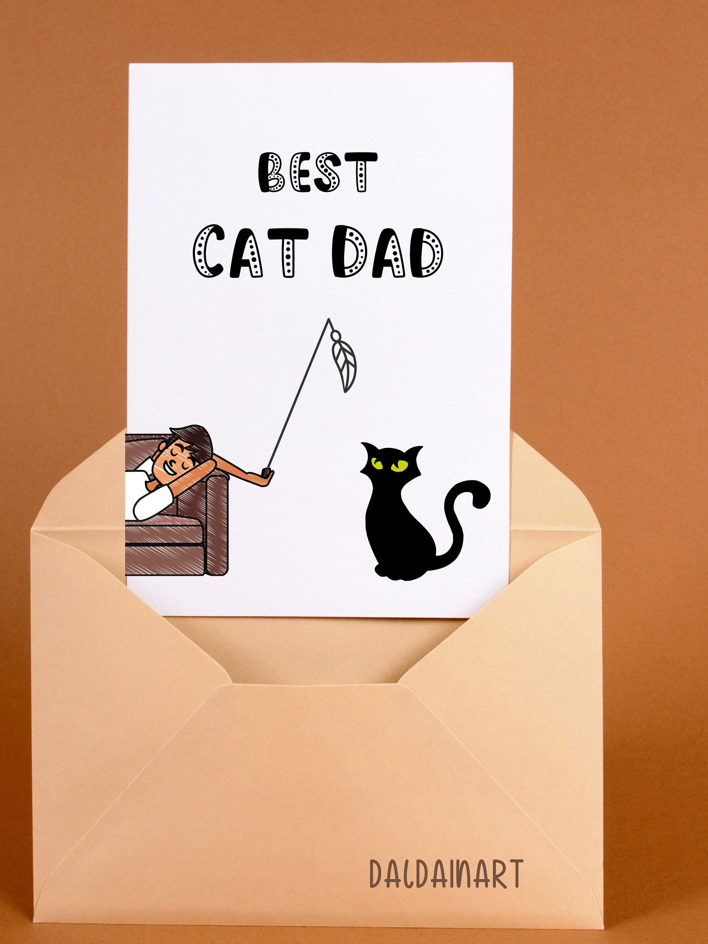 Best Cat Dad Card Printable Happy Father's Day Card Etsy