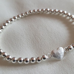 Ball bracelet with matted heart 925 silver