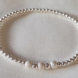 Ball bracelet with diamond beads 925 silver