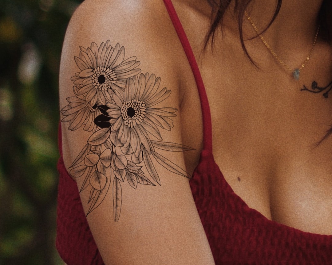 Trio de Gerbera Flower de téléchargement instantané Conception  personnalisée Tattoo Fine Line pochoir imprimable - Etsy Canada