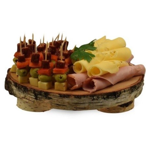 Présentoir à Gâteaux en Forme de Tranche Bois Bouleau 24-28 cm - Idéal Pour Servir Un Gâteau ou La C