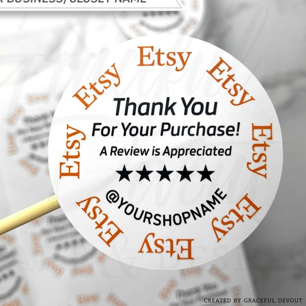Etsy Thank You Sticker - 2" (inches) Round [GD36] Etsy Shipping Stickers, Etsy Labels, Etsy Review Stickers, Etsy Rate Stickers, Etsy Shop