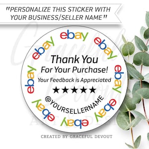 eBay Thank You Stickers 2" Round, eBay Rate Me Stickers, For eBay Sellers, eBay Personalized Stickers, eBay Labels, Feedback, 5 Star Review.