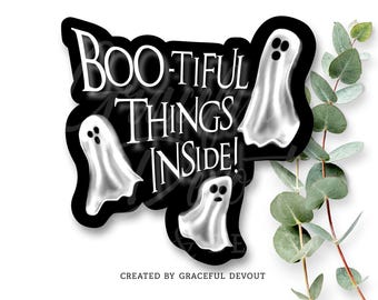 Boo-tiful Things Inside! 2" (inches) Stickers Ghost, Halloween Stickers, Boo, Small Business Stickers, Packaging Decor Stickers.