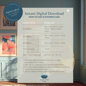 Instant Digital Download Sizes provided by Happy Little Clam Shop