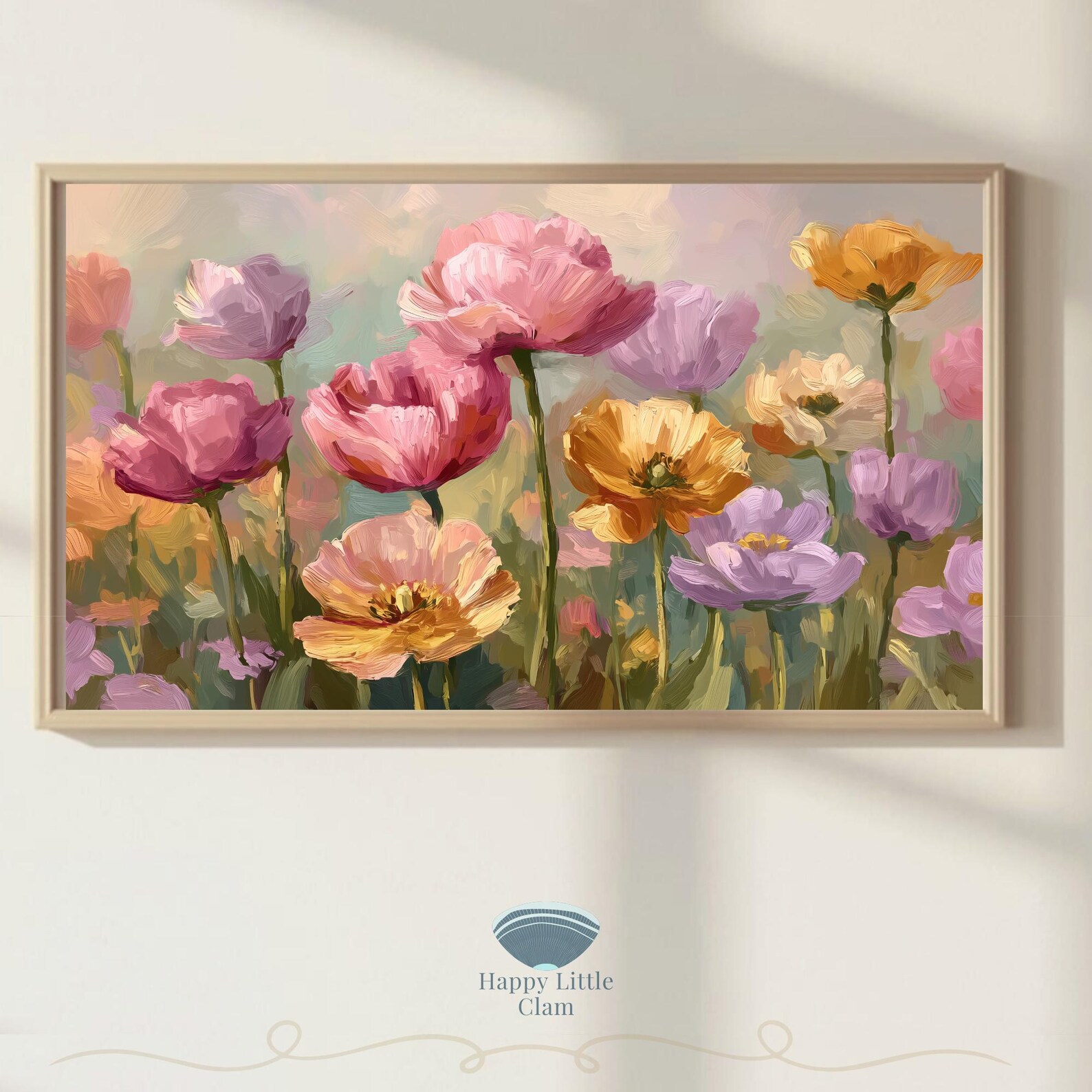 Spring Tulip Meadow Frame TV Art | Painterly Floral Landscape | Pastel ...