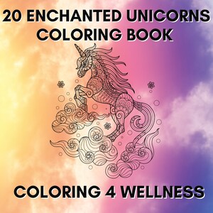 20 Enchanted Unicorns Adult Coloring Book | Adult Coloring Pages | Relax And Unwind | Digital Coloring | Printable Pages | PDF