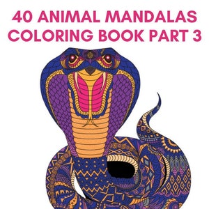 Libro da colorare digitale stampabile di 40 pagine con mandala animali - Parte 3 - PDF