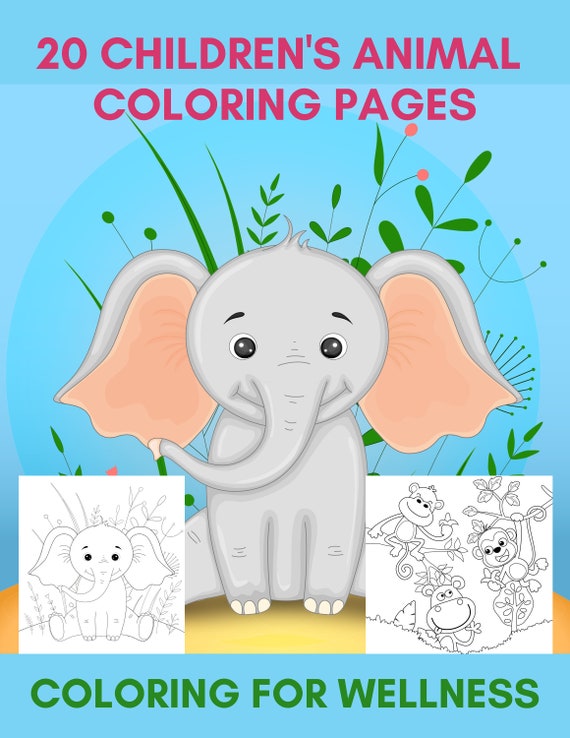20 Children's Animal Coloring Pages PDF printable for | Etsy