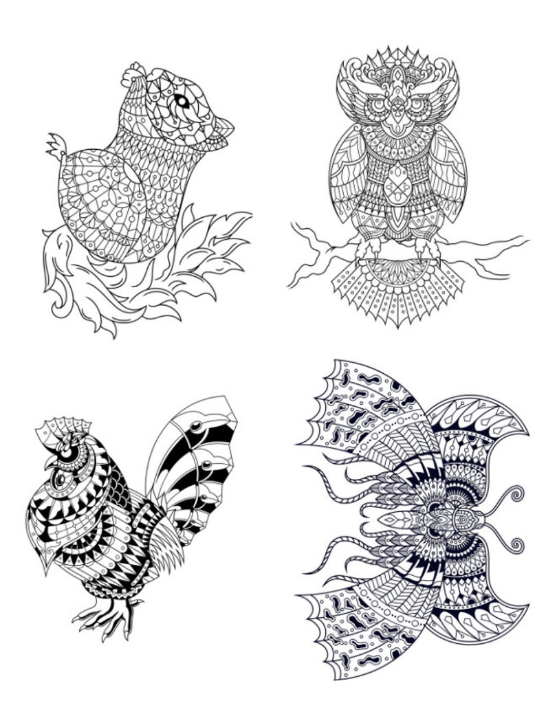 40 Animal Mandalas Printable Digital Coloring Book Part 2 - Etsy