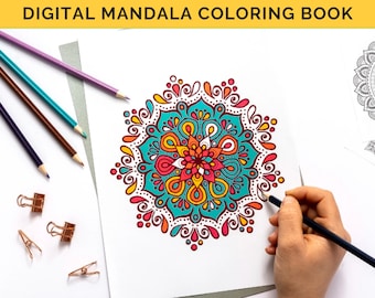 88 Page Mandala Printable Digital Coloring Book
