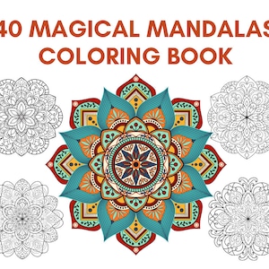 Libro da colorare digitale stampabile di 40 pagine con mandala magici - PDF