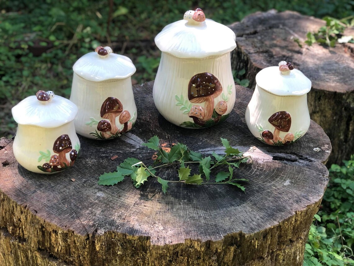 1970's Arnels Vintage Mushroom Canister Set Etsy