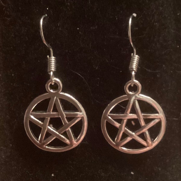 Multicolored Pentagram Drop Earrings (Gold, Bronze, Silver)