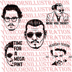 Johnny Depp Bundle Svg, Justice for Johnny svg, Mega Pint svg, Hearsay svg, Jack Sparrow svg, Cricut Cut file bundle, Amber Heard Svg