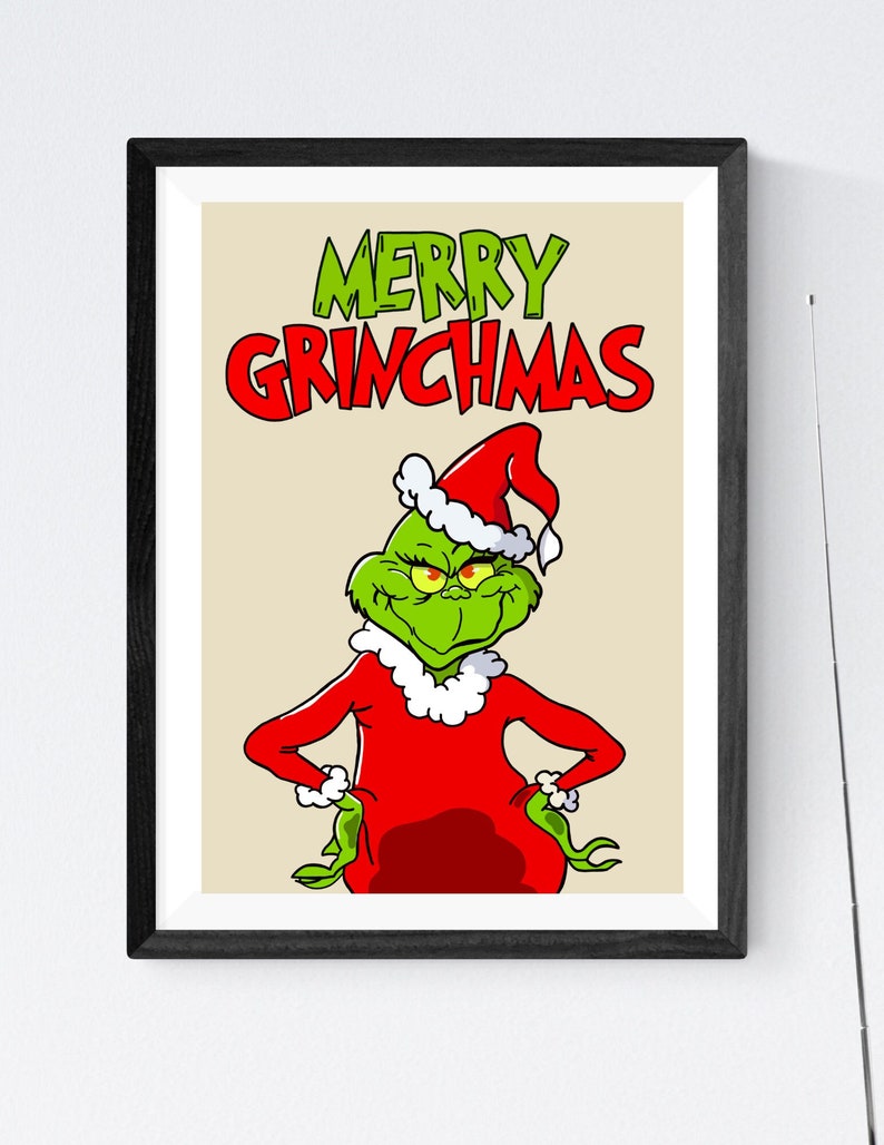 Merry Grinchmas Printable Wall Art I Printable Grinch Print I Christmas Grinch Art I PNG ...