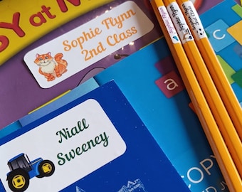 Personalizowane naklejki szkolne - pismo odręczne