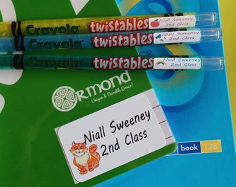 Gepersonaliseerde schoolstickers - gedrukte tekst