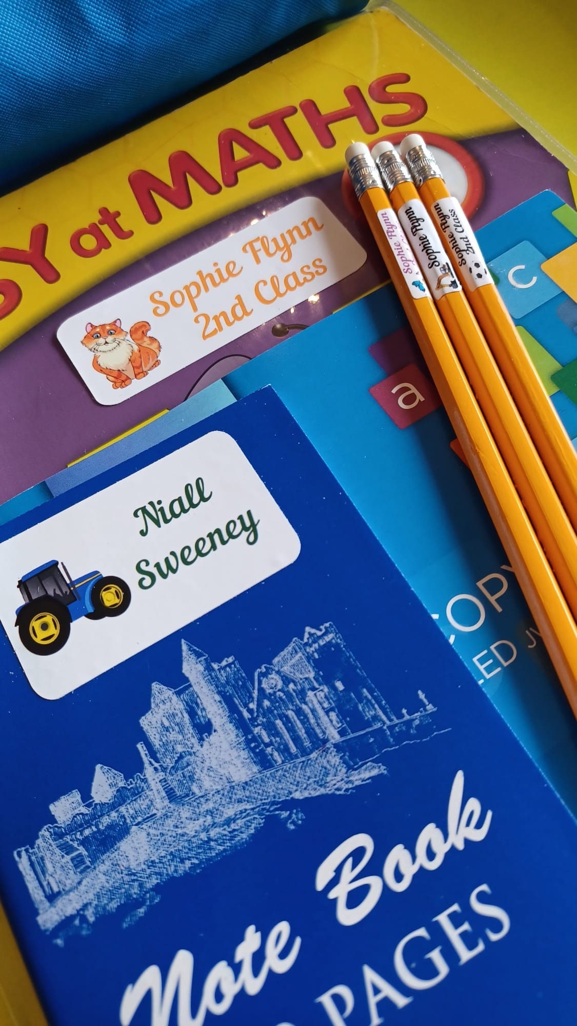 Gepersonaliseerde schoolstickers - cursief schrift