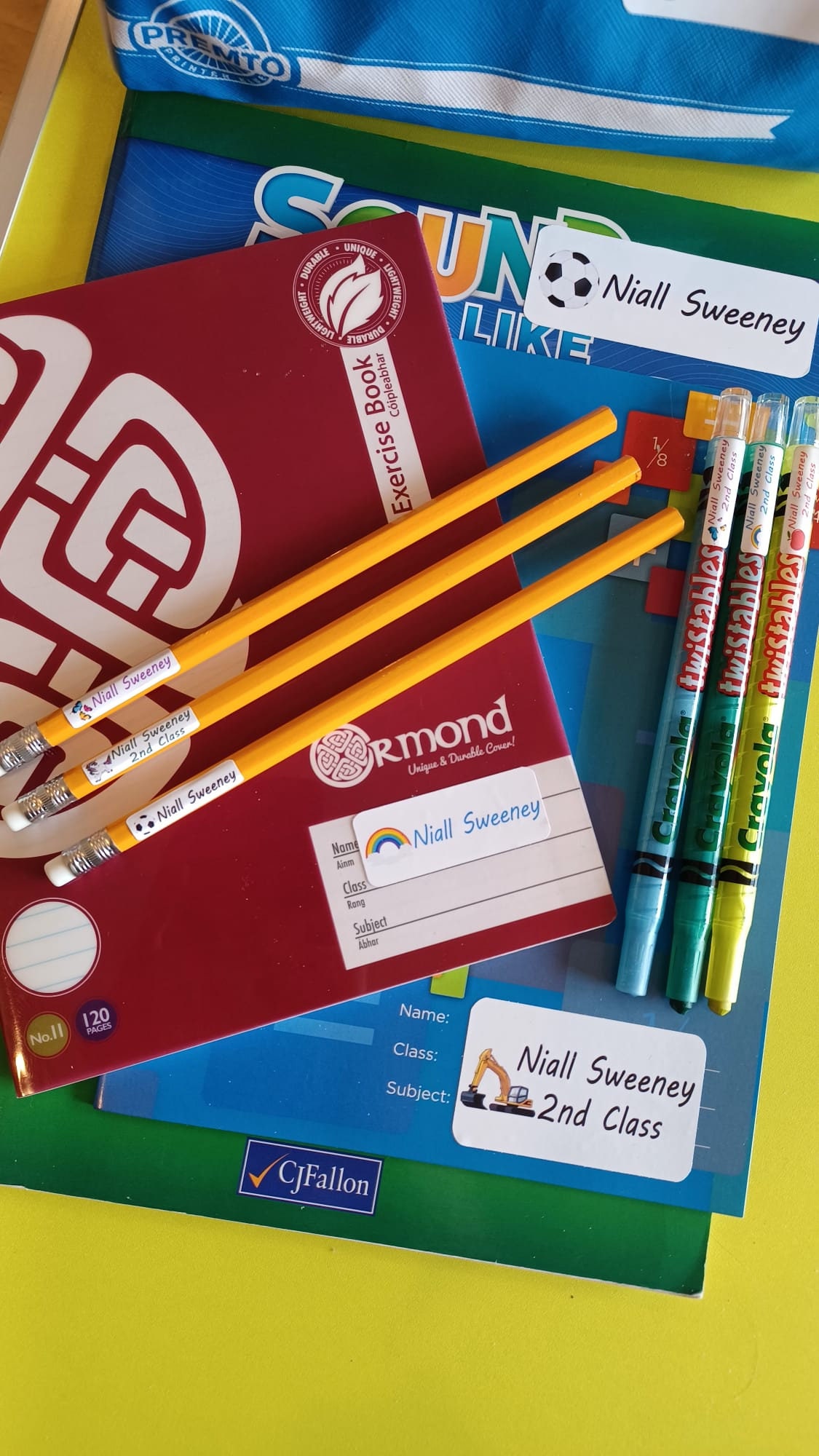 Personalised School Stickers - Print Writing
