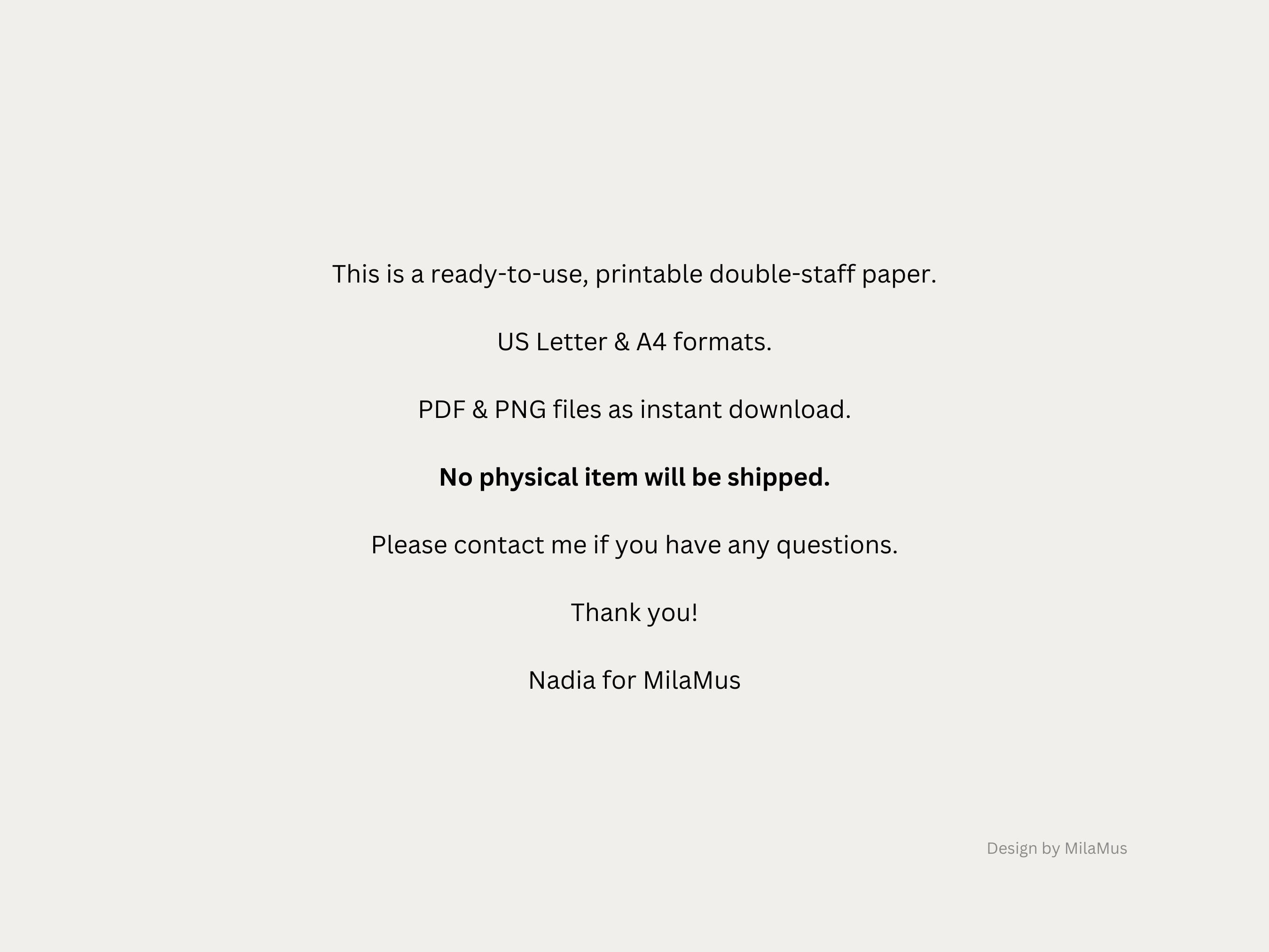 Music Notation Paper Printable Blank Sheet Music Treble and Bass Clef