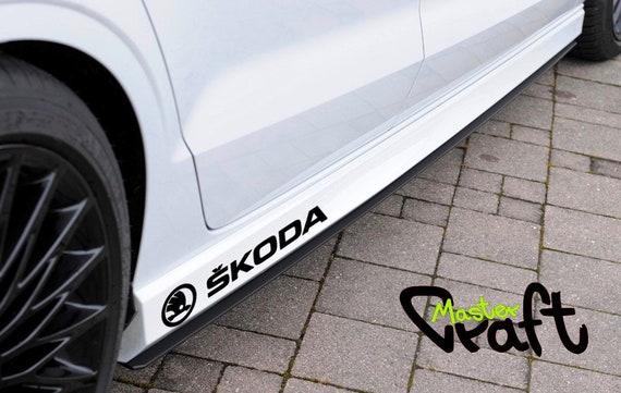 Skoda Logo 35 Farbe Seitenrock glänzend Vinyl Aufkleber Auto