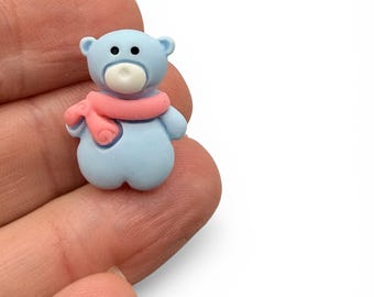 Baby Blue Teddy Bear Children's Shank Buttons, Resin, 16mm x 22mm, Pack of 6