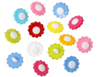 Mixed Daisy Buttons 15mm Flower Shank Baby Cradigans Knitting Crafts Scrapbook Flower Childrens Buttons