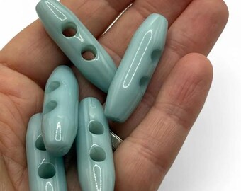 Toggle Buttons  Baby Blue Oval 38mm - Plastic, 2-Hole Set Pack Of 6