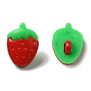 Strawberry Buttons: Red Acrylic Shank Style - 15mm Size