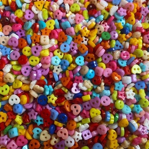 300 6mm Tiny Small Resin Buttons Mixed Colours And Shapes Stars Hearts Etc image 5
