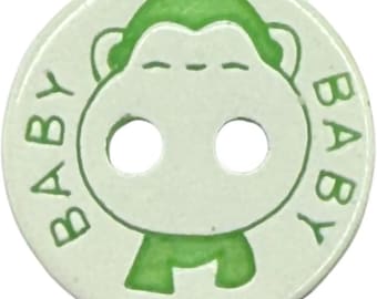 Baby Buttons: Green and White Resin (12.5mm, Pack of 10)