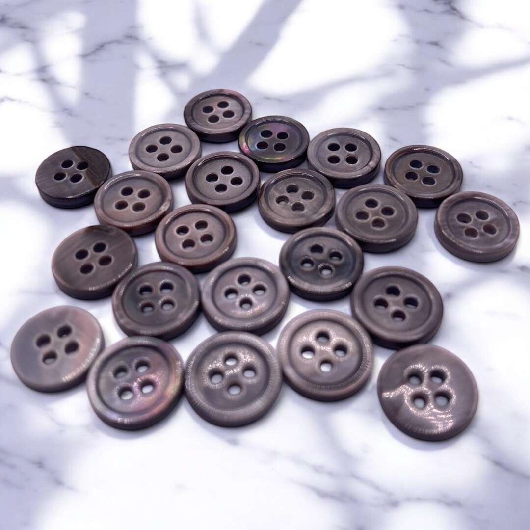 Shell Button With Rim Shell Buttons: Grey Pearl 9mm - 4-hole Rim Edge Style - Etsy