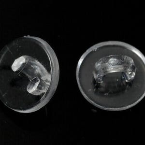 Shank Buttons: Clear Round 10mm - Plastic, Transparent