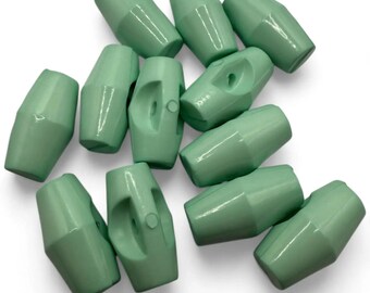 Baby Clothing Buttons: Mint Green Toggle Fasteners - Durable Plastic Set Of 6
