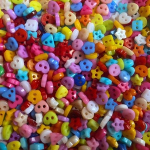 300 6mm Tiny Small Resin Buttons Mixed Colours And Shapes Stars Hearts Etc image 2