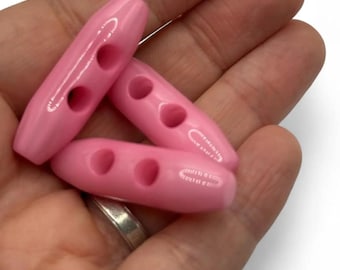 Toggle Buttons: Baby Pink Oval Shape (38mm, 2-Hole, Pack of 6)