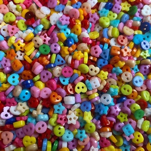 300 6mm Tiny Small Resin Buttons Mixed Colours And Shapes Stars Hearts Etc image 4