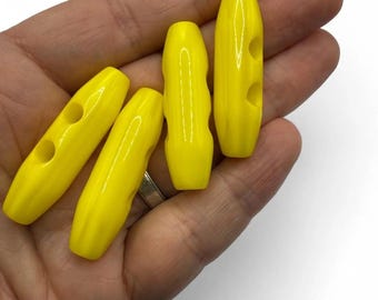 Toggle Buttons: Yellow Oval Plastic (38mm, 2-Hole, Pack of 6)