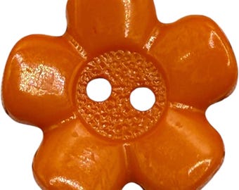 Flower Buttons: Bright Orange Acrylic Sewing Supplies (Pack of 10)